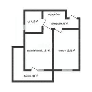 1-к квартира, вторичка, 35м2, 4/9 этаж