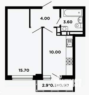 1-к квартира, вторичка, 39м2, 3/18 этаж