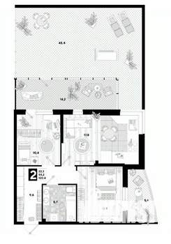 2-к квартира, вторичка, 120м2, 2/16 этаж