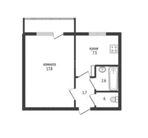 1-к квартира, вторичка, 34м2, 2/9 этаж