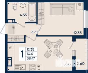 1-к квартира, вторичка, 38м2, 3/18 этаж