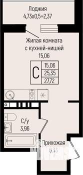 Студия квартира, вторичка, 28м2, 6/15 этаж