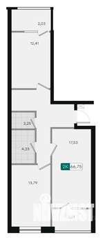 2-к квартира, вторичка, 67м2, 6/9 этаж
