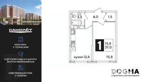 1-к квартира, вторичка, 37м2, 13/16 этаж