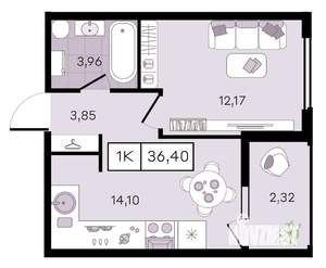 1-к квартира, вторичка, 36м2, 2/8 этаж