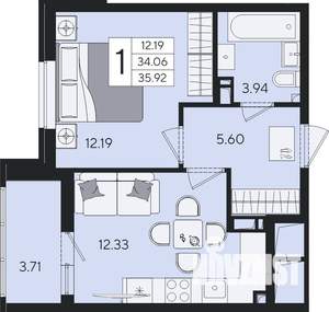 1-к квартира, вторичка, 36м2, 7/8 этаж