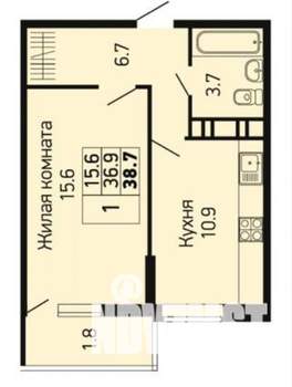 1-к квартира, вторичка, 36м2, 6/24 этаж