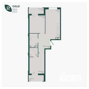 2-к квартира, вторичка, 59м2, 5/18 этаж