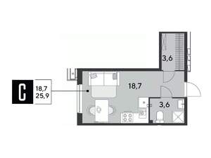 Студия квартира, строящийся дом, 26м2, 2/9 этаж