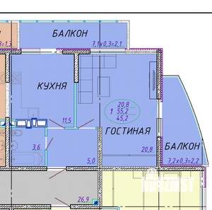 1-к квартира, вторичка, 55м2, 10/21 этаж