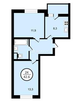 2-к квартира, вторичка, 43м2, 3/18 этаж