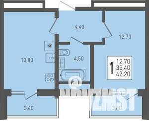 1-к квартира, строящийся дом, 42м2, 20/24 этаж