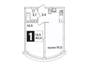 1-к квартира, вторичка, 41м2, 6/16 этаж