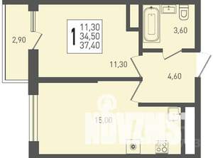 1-к квартира, строящийся дом, 37м2, 11/24 этаж