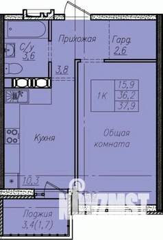 1-к квартира, вторичка, 38м2, 4/7 этаж