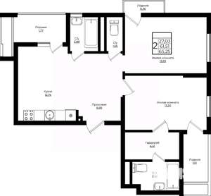 2-к квартира, вторичка, 65м2, 4/9 этаж