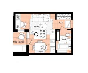 Студия квартира, вторичка, 25м2, 2/18 этаж