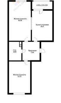 2-к квартира, вторичка, 61м2, 7/19 этаж