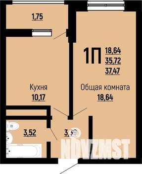 1-к квартира, строящийся дом, 37м2, 22/22 этаж