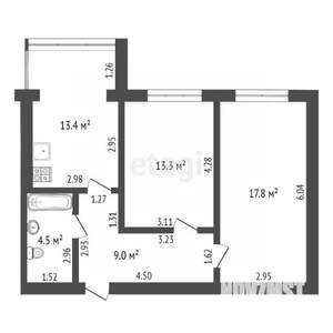2-к квартира, вторичка, 58м2, 6/6 этаж