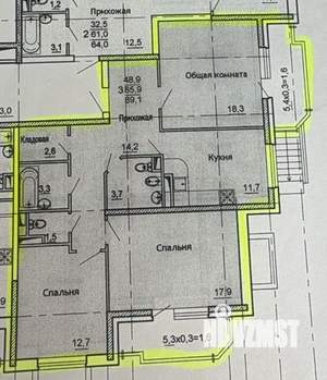 3-к квартира, вторичка, 88м2, 1/16 этаж