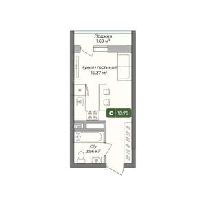 Студия квартира, вторичка, 19м2, 4/10 этаж