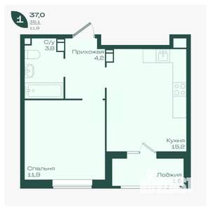 1-к квартира, вторичка, 37м2, 4/18 этаж