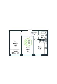2-к квартира, вторичка, 54м2, 4/24 этаж