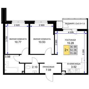 2-к квартира, вторичка, 57м2, 2/16 этаж