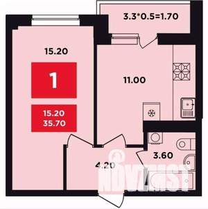 1-к квартира, вторичка, 36м2, 10/12 этаж