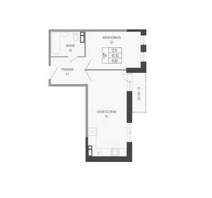 1-к квартира, сданный дом, 42м2, 6/17 этаж