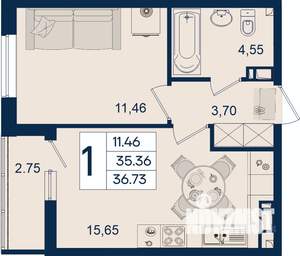 1-к квартира, вторичка, 37м2, 9/18 этаж