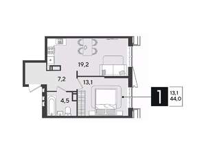 1-к квартира, вторичка, 44м2, 11/18 этаж