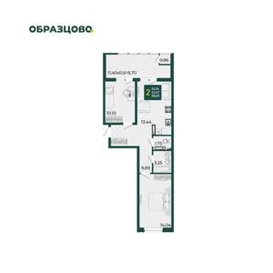 2-к квартира, вторичка, 59м2, 17/18 этаж