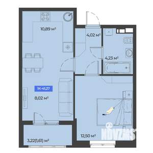 1-к квартира, строящийся дом, 41м2, 4/5 этаж