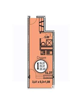 Студия квартира, вторичка, 21м2, 15/18 этаж