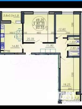 3-к квартира, вторичка, 84м2, 2/16 этаж