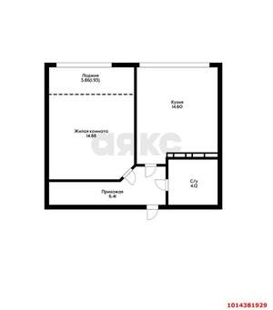 1-к квартира, вторичка, 44м2, 9/25 этаж