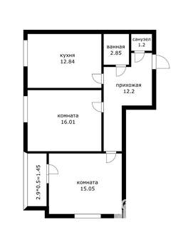 2-к квартира, вторичка, 60м2, 1/16 этаж