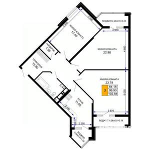 3-к квартира, вторичка, 104м2, 11/12 этаж