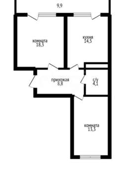 2-к квартира, вторичка, 59м2, 5/9 этаж