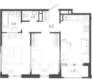 3-к квартира, вторичка, 57м2, 21/24 этаж