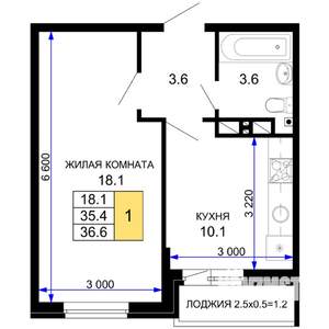 1-к квартира, строящийся дом, 37м2, 13/16 этаж
