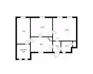 3-к квартира, вторичка, 65м2, 1/1 этаж