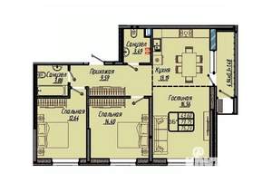 3-к квартира, вторичка, 75м2, 12/18 этаж