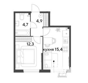 2-к квартира, вторичка, 36м2, 24/24 этаж