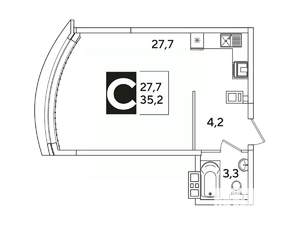 Студия квартира, вторичка, 35м2, 8/16 этаж