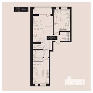2-к квартира, вторичка, 65м2, 7/18 этаж