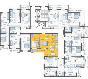 2-к квартира, строящийся дом, 60м2, 22/23 этаж