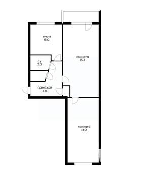 2-к квартира, вторичка, 44м2, 5/5 этаж